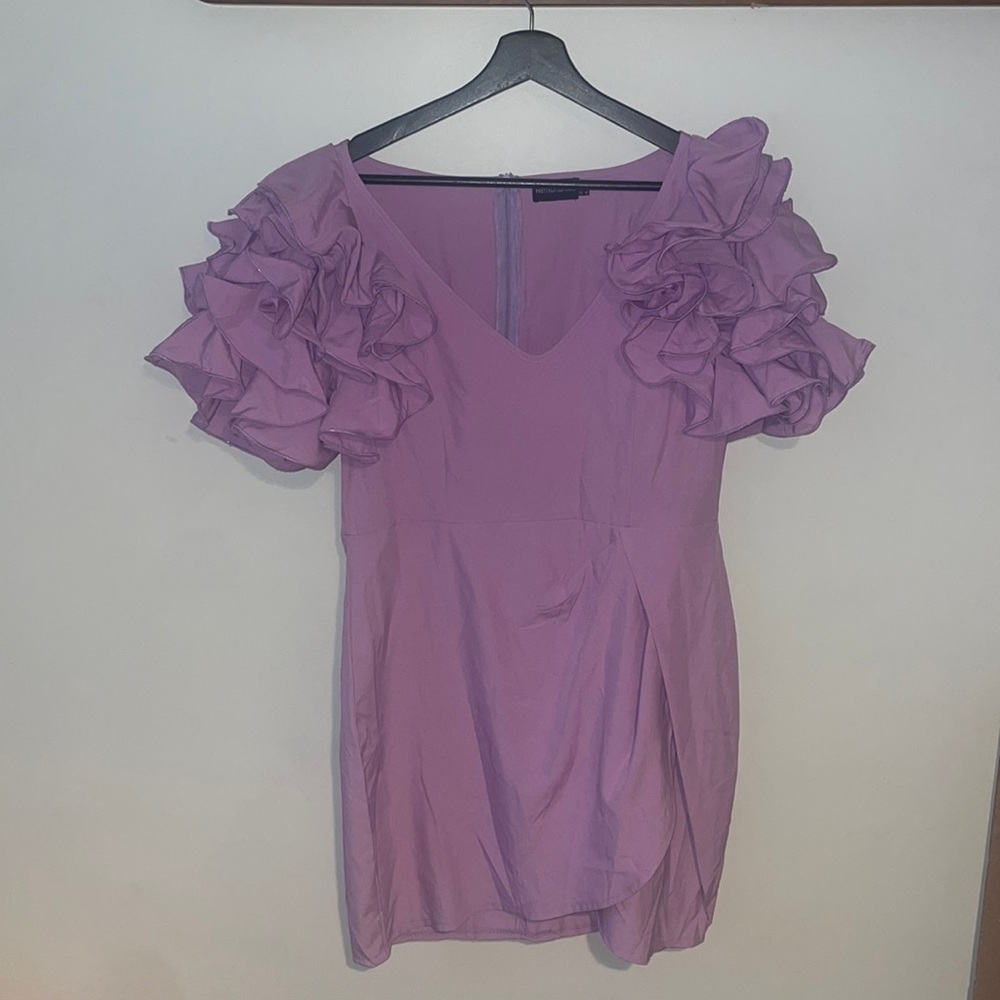 Light purple mini dress with a small slit. Size 10. Worn once.